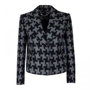 Carven Grey and Navy Blue Patterned Wool Blend Jacket S