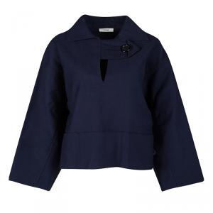 Celine Navy Blue Cotton Oversized Cropped Box Jacket S
