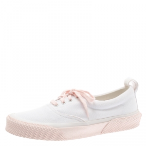 Pre Owned Celine White/Pink Canvas 180 degree Sneakers Size 39