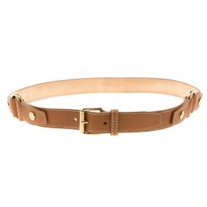 Celine Brown Leather Ring Belt 95cm