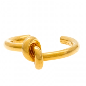 Céline Gold Tone Thick Knot Open Cuff Bracelet