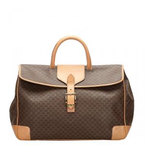 Celine Brown/Dark Brown Macadam Canvas Travel Bag
