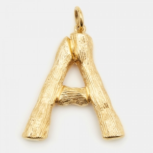 Celine Alphabet 'A' Textured Gold Tone Pendant