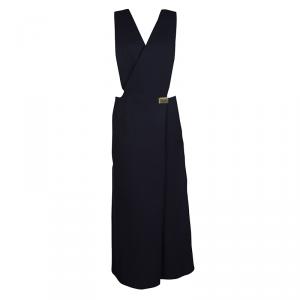 Celine Navy Blue Wool Blend Wrap Front Jumpsuit S
