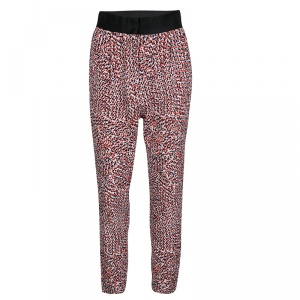 Pre Owned Celine Multicolor Dotted Textured Stretch Silk Pants S