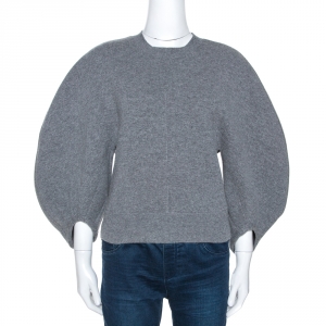 Celine Grey Cashmere Balloon Sleeve Sweater XS
