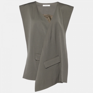 Celine Military Green Wool Asymmetrical Vest S