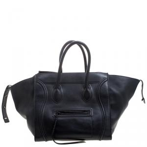 Pre Owned Celine Black Leather Medium Phantom Luggage Tote