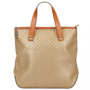 Pre Owned Celine Beige Macadam Coated Canvas/Leather Tote