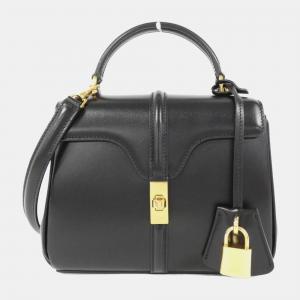 Celine Black Leather 16 Mini Handbag