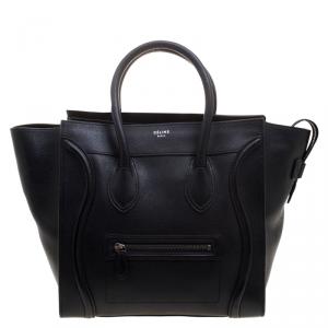 Pre Owned Celine Black Leather Mini Luggage Tote