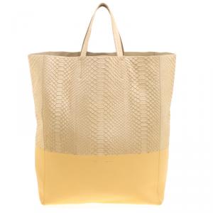 Pre Owned Celine Beige Python and Leather Vertical Cabas Phantom Tote