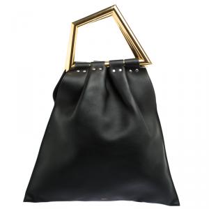 Pre Owned Celine Black Leather Open Triangle Bag