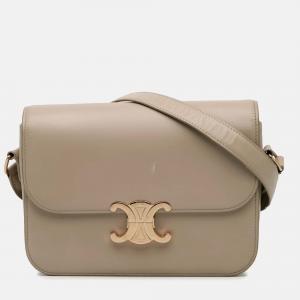 Celine Beige Classique Shiny Calfskin Triomphe Crossbody