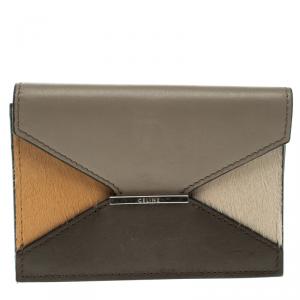 Pre Owned Celine Multicolor Leather and Calf Hair Diamond Card Case
