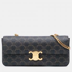 Celine Brown Triomphe Coated Canvas Chain Shoulder Bag