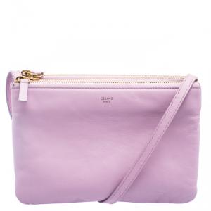 Pre Owned Celine Pink Leather Trio Crossbody Bag