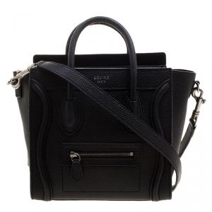 Pre Owned Celine Black Leather Nano Luggage Tote