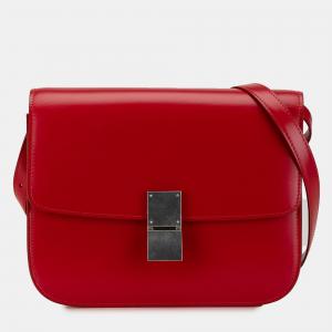 Pre Owned Celine Red Medium Calfskin Classic Box