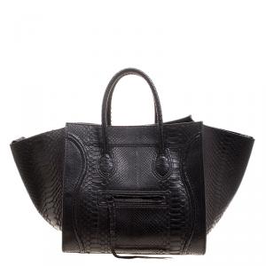 Pre Owned Celine Black Python Medium Phantom Luggage Tote