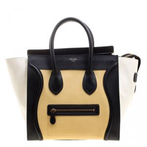 Pre Owned Celine Tri Color Leather Mini Luggage Tote
