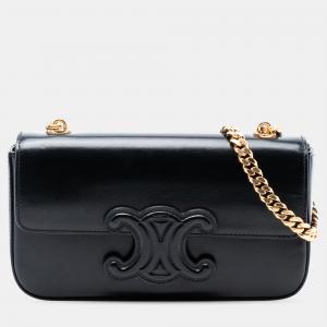 مملوكة مسبقًا Celine Black Smooth Calfskin Cuir Triomphe Chain Shoulder Bag