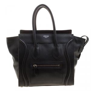 Pre Owned Celine Black Leather Micro Luggage Tote 