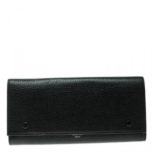 Pre Owned Celine Black Leather Large Multifunction Flap Wallet