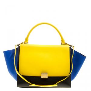 Pre Owned Celine Tricolor Leather Medium Trapeze Tote