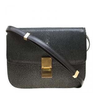 Pre Owned Celine Grey Stingray Medium Classic Box Shoulder Bag