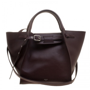 Pre Owned Celine Burgundy Leather Big Bag Bucket Bag