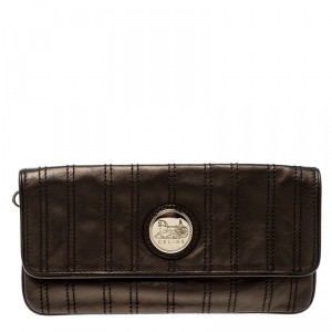 Pre Owned Celine Bronze Striped Leather Clutch
