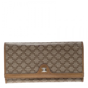 Pre Owned Céline Brown Coated Canvas Macadam Continental Wallet
