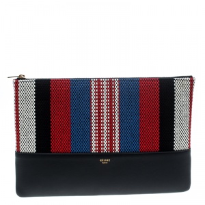 Celine Multicolor Striped Canvas and Leather Solo Pouch