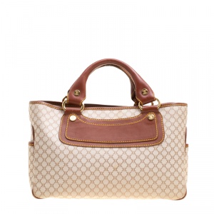Pre Owned Celine Beige/Brown Macadam Monogram Canvas and Leather Tote