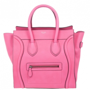 Pre Owned Celine Fluo Pink Mini Luggage Tote
