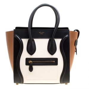 Pre Owned Celine Tricolor Leather Micro Luggage Tote