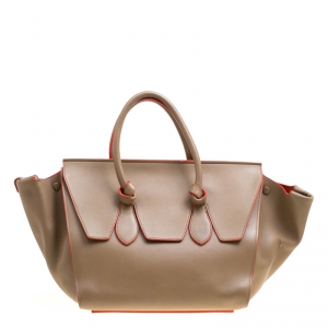 Pre Owned Celine Beige Leather Medium Tie Tote