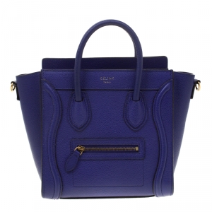 Pre Owned Celine Blue Leather Nano Luggage Tote