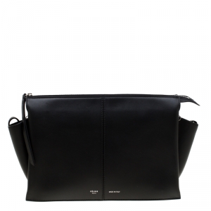 Pre Owned Celine Black Leather Trifold Chain Clutch