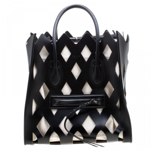 Pre Owned Celine Black Cutout Leather Medium Phantom Luggage Tote 