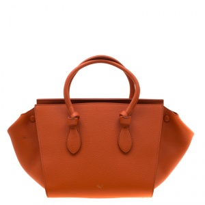 Pre Owned Celine Burnt Orange Leather Mini Tie Tote