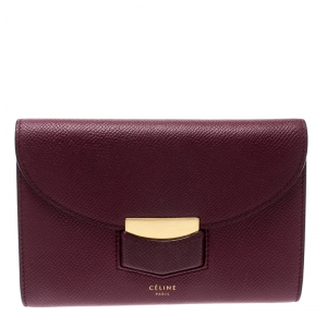 Pre Owned Celine Burgundy Leather Trotteur Clutch