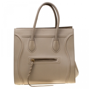 Pre Owned Celine Beige Leather Medium Phantom Luggage Tote