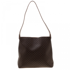 Pre Owned Celine Brown Macadam Coated Canvas Shoulder Bag