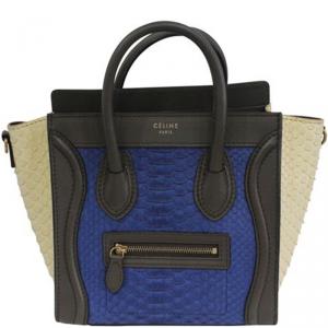 Pre Owned Celine Tricolor Python and Leather Nano Luggage Tote