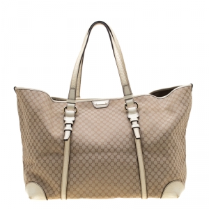 مملوكة مسبقًا حقيبة يد سيلين شوبر نقش تمساح وكانفاس ماكادام بيج فاتحة/ بيج