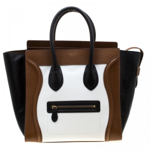 Pre Owned Celine Tricolor Leather Mini Luggage Tote