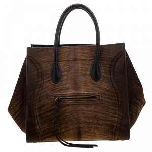 Pre Owned Celine Brown Calfhair and Leather Phantom Luggage Tote
