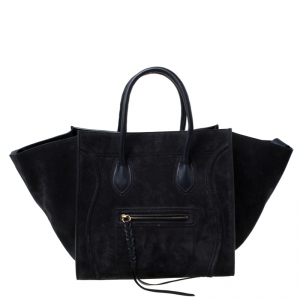 Pre Owned Celine Black Nubuck and Leather Medium Phantom Luggage Tote 